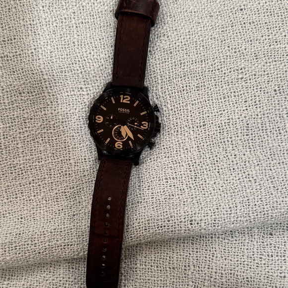Fossil JR1487 Nate chronograph Dark Brown and Black Mens Watch - Picture 1 of 2